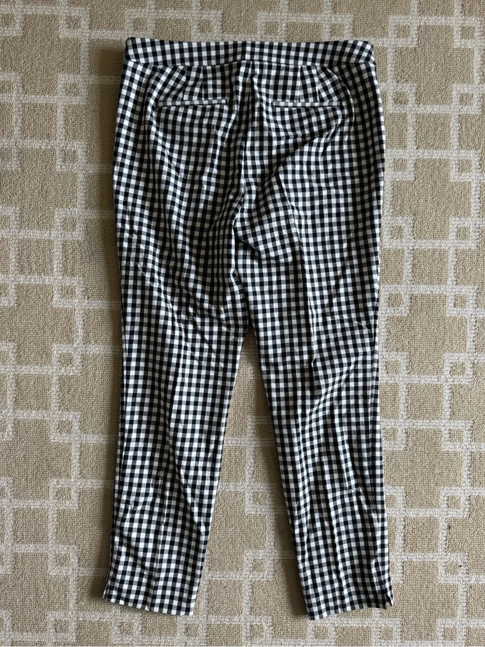 Talbots Chatham Ankle Stretch Pants Black White Gingham Check Size 10